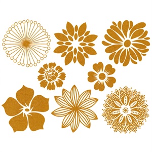 Decal store blomster, guld luster