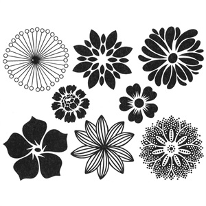 Decal store blomster, sort